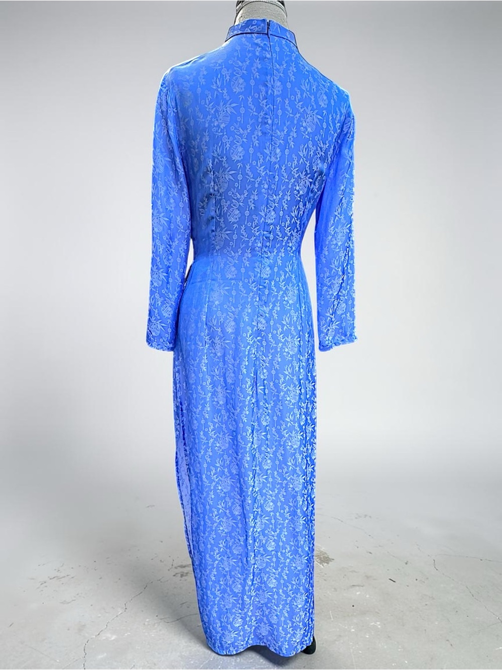 Yaly Couture Genuine Silk Blend Ao Dai Vietnamese Traditional Dress - Blue - Picture 7 of 14